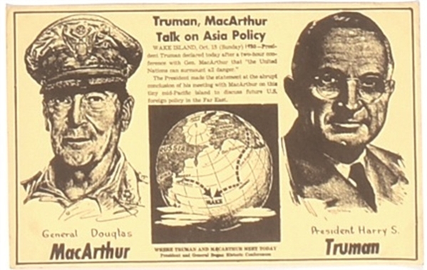 Truman, MacArthur Wake Island Postcard No. 1