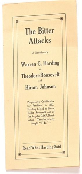 Harding Bitter Attacks on TR Pamphlet