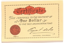 Socialist Party, Debs 1923 Organization Fund Card