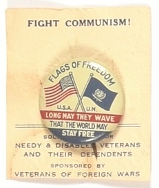 UN/US Anti Communist Pin and Card