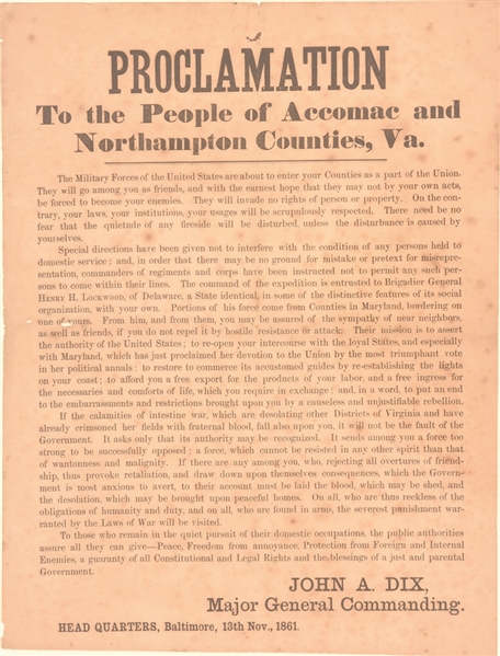 Civil War 1861 Proclamation