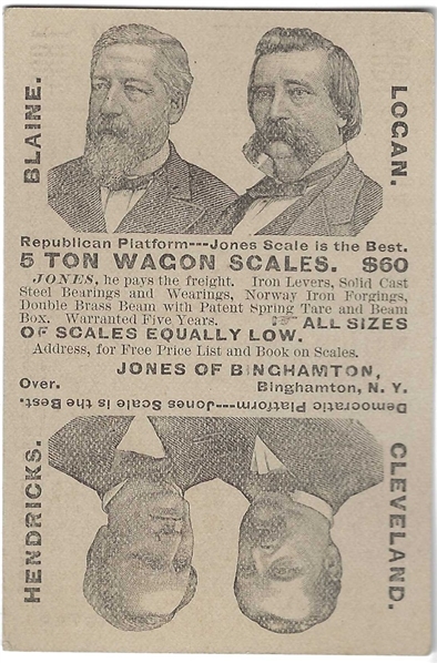 1884 Election Wagon Scales Trade Card 