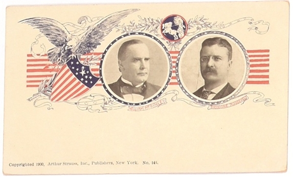 McKinley, Roosevelt Eagle and Shield Postcard