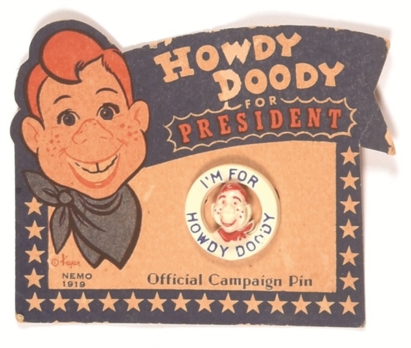 Howdy Doody for President Pin and Card