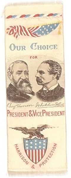 Harrison, Reid Our Choice 1892 Jugate Ribbon