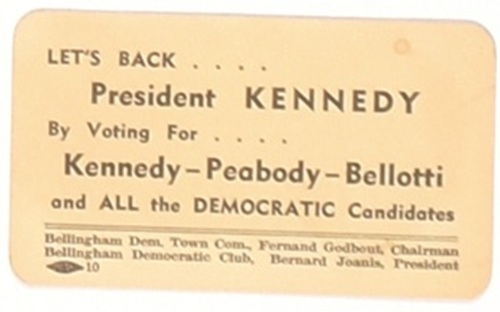 Kennedy Massachusetts Coattail Card