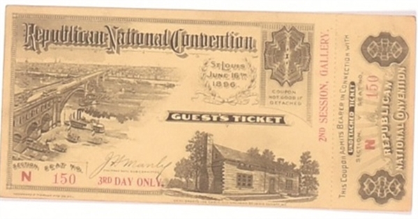 McKinley 1896 Convention Ticket