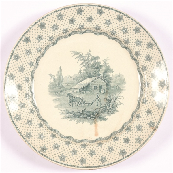 William Henry Harrison Log Cabin Plate